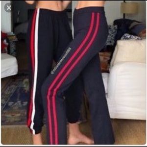 John Galt Navy Blue Yoga Pants with Red Stripes